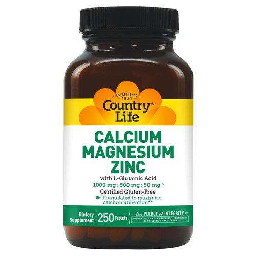 Country Life Target Mins Calcium-Magnesium Zinc with Vitamin D, 1000mg/500mg/25mg 250 Count, Cert...