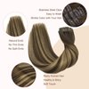 GOO GOO Clip in Hair Extensions Real Human Hair, 18inch 110g 7Pcs, 4/27/4 Balayage Chocolate Brown to Caramel Blonde, Remy Human Hair Extensions Clip ins for Women, Natural Human Hair