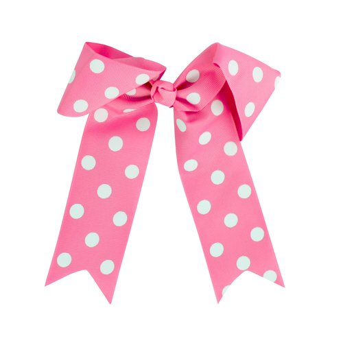 Jumbo Hair Bow Clip with Tails Medium Polka Dot Hairbows for Women, 1 Piece (Pink)