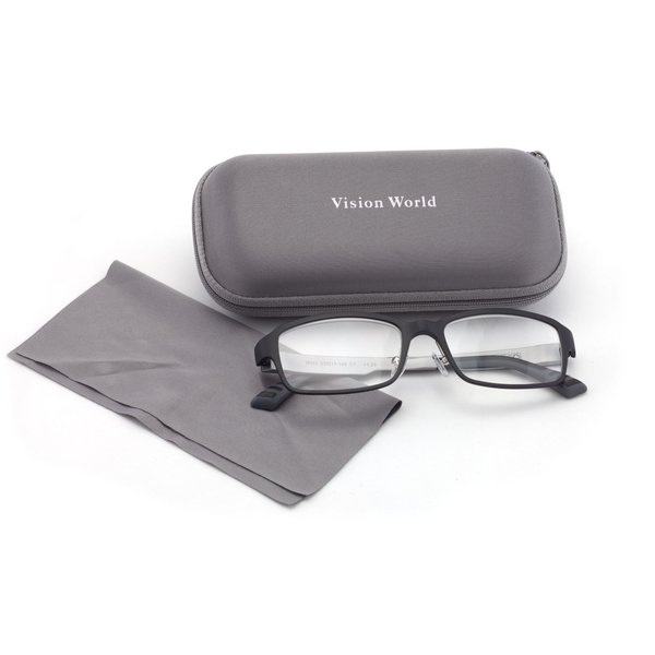 V.W.E. Men Lightweight Rectangular Memory Flex Reading Glasses With Case (Black, 3.00)