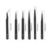 6PCS Precision Anti-static Tweezers Set, Pointed Tweezers, Stainless Steel Tweezer Maintenance Tool for Eyelash Extension Electronics Jewelry-making Laboratory Work Repairing Make up Nail Art