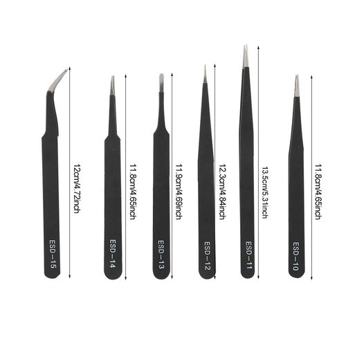 6PCS Precision Anti-static Tweezers Set, Pointed Tweezers, Stainless Steel Tweezer Maintenance Tool for Eyelash Extension Electronics Jewelry-making Laboratory Work Repairing Make up Nail Art