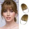 Clip on Bangs Real Human Hair Clip in Bangs Extensions Light Brown Air Bangs Fringe with Temples Hairpieces for Women Curved Bangs for Daily Wear(6# brown Bangs)