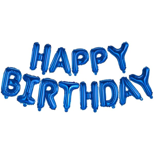 Linxfunny Happy Birthday Balloon Banner Party 16 Inch 3D Aluminum Foil Inflatable Letter kit Set Banner Balloons Birthday Party Decorations Supplies Party (Blue)