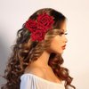 Topbuti 6 Pcs Rose Flower Hair Clip Rose Brooch Floral Hair Accessories for Woman Girls Flamenco Dancer Mexican Wedding Party Mother's Day Halloween Costume