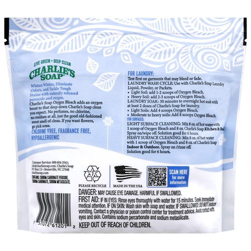 Charlie's Soap Color Safe Chlorine Free Oxygen Bleach Powder, 1.3 lbs (0.59 kg)