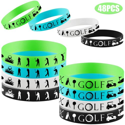 48PCS Golf Rubber Bracelets Silicone Wristbands Party Supplies -Sport Themed Birthday Baby Shower Party Decorations Party Favors