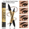 Eyeliner Eyebrow Pencil 2 in1,Dark Brown 4-Point Micro-Fork Tip Eyebrow Pen And Black Eyeliner, Long-Lasting Waterproof Dual-Ended Eyebrow Pen To Create Exquisite and Natural Eye Makeup for Women