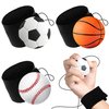 ArtCreativity 2.25 Inch Sports Wrist Balls - Set of 3 - Includes Basketball, Baseball, and Soccer Ball Wristband Toys - Durable Foam String Attached Rebound Balls - Party Favor, Gift Idea for Kids