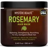 MYSTÉRE BEAUTÉ Rosemary Hair Treatment - with Collagen, Biotin, Argan Oil for Dry, Damaged, Curly Hair - Strengthening Deep Conditioner for Split Ends & Growth - 8.45 fl oz