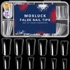 Moxluck Full Cover Duck Nail Tips,Clear Curved False Nail Tips 120Pcs Duck Acrylic Nails, Wide Short French Fake Nails For Extensions Home DIY Nail Tips Art 12 Sizes