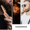 Enjoy The Wood Beard Comb for Men - Pocket Folding Combs for Mustache & Hair Travel, Natural Wooden Comb with Real Man Engraving - Light Brown, Perfect for Use with Beard Balm Oil