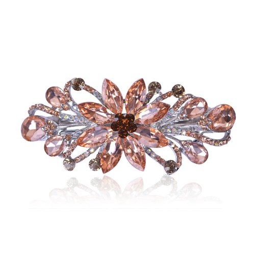 Sankuwen Flower Luxury Jewelry Design Hairpin Rhinestone Hair Barrette Clip,Also Perfect Mother's Day Gifts for Mom(Orange)