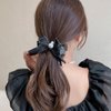 4 Pcs Bow Pearl Hair Clips White Black Ribbon Bowknot Hair Claws Ponytail Holder Headwear Accessories for Women Girls