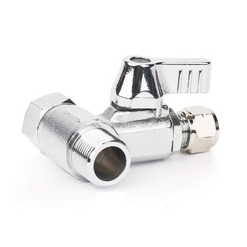 Frizzlife Brass Feed Water Adapter - 3/8 inch,3/8 inch Comp and 1/4 inch OD Compression Angle Stop Valve Adapter for Reverse Osmosis Water Filters, Coffee Brewers,Ice Maker