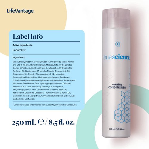 TrueScience Nourishing Hair Conditioner by LifeVantage, 250ml, With Nrf2 Ingredients, Oil Complex, Palm Seed Oil, Invigorating Green Tea & Coconut Oil