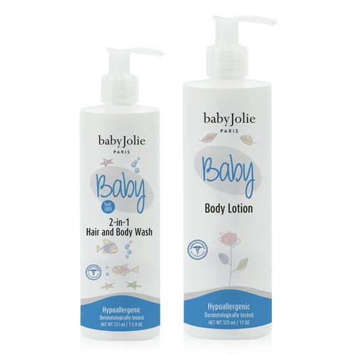 Baby Jolie Baby Bath 2 Pieces Bundle - 1 Body Lotion + 1 2 In 1 Hair And Body Wash