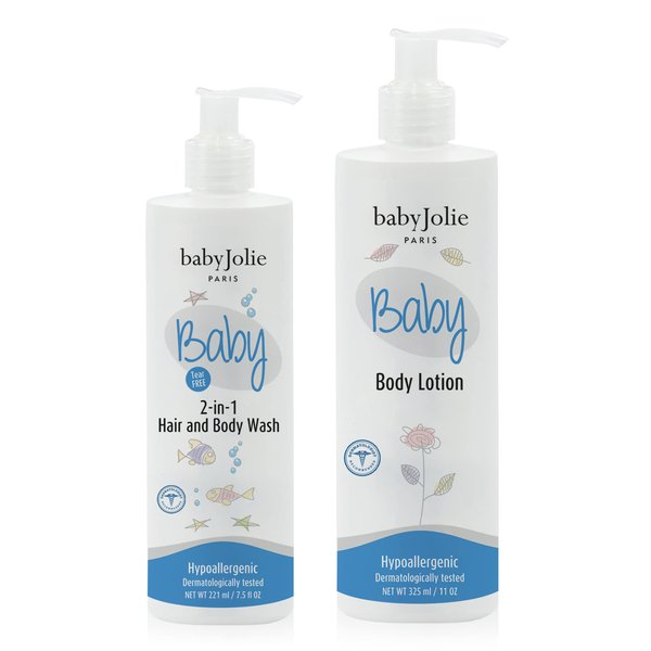 Baby Jolie Baby Bath 2 Pieces Bundle - 1 Body Lotion + 1 2 In 1 Hair And Body Wash