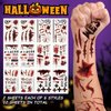 Fanguilar 12 Sheets Halloween Fake Scars Temporary Tattoos Halloween Makeup Kit, Realistic Halloween zombie makeup Fake Bloody Wound Stitch Scar Scab Sticker Halloween Masquerade Prank Makeup Props