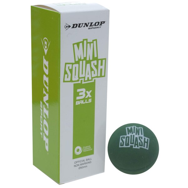 Dunlop Sports Mini Squash Ball, Green, 3-Ball Pack