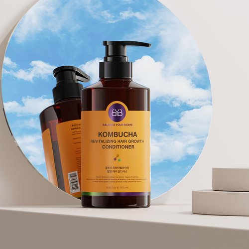 BALANCE YOUR BIOME Kombucha Revitalizing Hair Growth Conditioner, Balances Scalp pH, With Kombucha Extract, Green Tea, Herb, Rice Extract, 9 Vitamins Hair Loss treatment, 16.9 fl.oz. 500ml