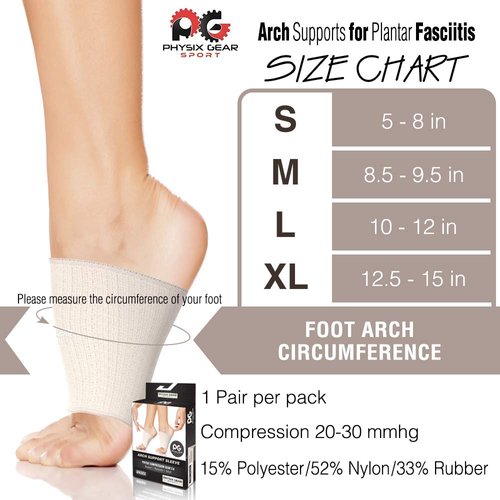 Physix Gear Arch Support Bands for Foot Pain Relief - Arch Relief Compression Bands, Arch Support Band for Plantar Fasciitis, Arch Compression Support, Arch Sleeves, Foot Arch Support Wrap