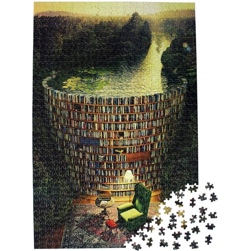 Moruska Puzzles for Adults 1000 Pieces Wooden Jigsaw Puzzle Challenge and Fun - Bookshelf Dam