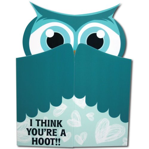VictoryStore Jumbo Greeting Cards: Giant Valentines Day Card (Owl Cut Out) 3 feet x 4 feet Card with Envelope