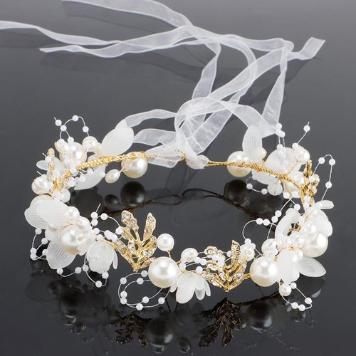 Flower Girl Headpiece，Flower Crown for Girls，Flower Girl Hair Accessories Flower Girl Headband Fl...