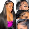 Mengkai 13x6 HD Lace Front Wigs Human Hair Pre Plucked Straight Human Hair Wigs for Black Women HD Lace Frontal Wigs Human Hair 180% Density Straight Lace Frontal Wigs Human Hair Glueless Wigs 28 Inch