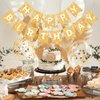 Gold Glitter Happy Birthday Banner Birthday Sign for Backdrop Gold Happy Birthday Decorations for Women Men Golden Birthday Party Supplies Wall Door Garland Bunting Banner