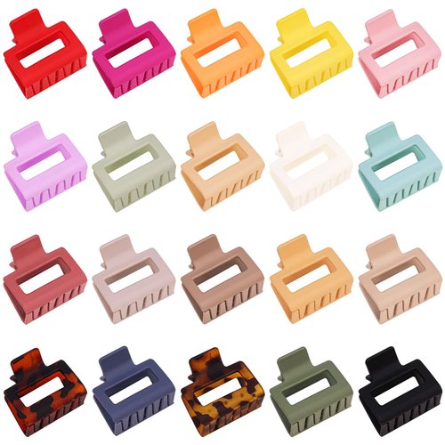 20 PCS Matte Hair Clips: 2 Inch Rectangle Non-Slip Clamps for All Hair Types - Strong Hold, Cute Colors for Women & Girls