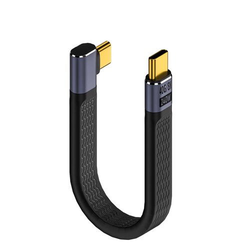Kework 40Gbps USB Type C Cable, Straight Male to 90 Degree Left & Right Angle Male USB C Cable, 240W PD QC Cord for Thunderbolt 4/3, 8K@60Hz, 0.39ft