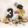 Construction 3rd Birthday Party Decorations, 9pcs Construction Birthday Number Foil Balloon for Construction Trucks 3rd Birthday Construction Theme Party Supplies (3rd)