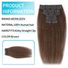 werkueen Kinky Straight Clip in Hair Extensions Seamless Clip ins Hair Extensions Real Human Hair Yaki Straight Real Human Hair Clip in Extensions for Black Women Natural Black 8Pcs 100g 20 Clips