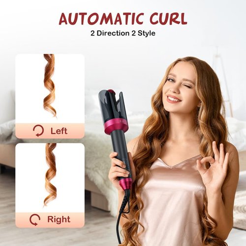 VYLTO Automatic Curling Iron Curling Wand, Auto Hair Curler with 1 inch Ceramic Ionic Barre, 4 Gears Heating Temperatures, Auto Shut-Off and Anti-Scald, Fast Heating for Hair Styling-D24