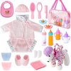 deAO Baby Doll Accessories Bag,20PCS Baby Feeding Accessories,Clothes,Doll Dog,Soother Dummy - Pretend Play Set for Birthday Gift Christmas(Doll Not Included)