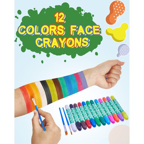 Lictin Face Painting Kits for Kids - 12 Colors Twistable Face Paint Crayons, Water Based Face Paint Marker Sticks for Cosplay, Halloween, Christmas, Face Makeup Body Paints Sticks for Kids and Adults