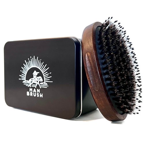 MANBRUSH | Hair AND Beard Brush for Men | ONLY Vintage/Palm Brush with BOTH stiff and soft bristles for ALL hair types | Perfect for Travel | Makes Great Gift