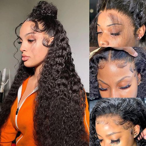 kysonty Lace Front Wigs Human Hair 180% Density 13x4 Wet and Wavy Water Curly Lace Front Wig Human Hair Pre Plucked Glueless Wigs Human Hair for Black Women with Baby Hair (28inch, Natural Color)
