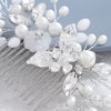 Yean Wedding Hair Comb Silver Pearl Bridal Hair Piece Flower Hair Accessories Crystal Hair Jewelry for Women and Girls