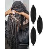 3 Packs Springy Afro Twist Hair with Crochet Hook, 16 Inch Pre-Separated Marley Crochet Braiding Hair for Distressed Soft Locs, Natural Black Synthetic Hair Extension for Black Women(1B#)
