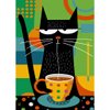 Bgraamiens Puzzle-Coffee Cat- Modern Art Puzzle Cartoon Cat Puzzle 1000 Pieces Puzzle for Adult, Color Challenge Puzzle for Adult