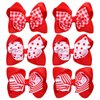 Whaline 6Pcs Red White Christmas Hair Bow Clips Red Plaid Stripe Dot Hair Barrettes Grosgrain Ribbon Alligator Clips for School Hair Accessories Xmas Party, 3 Styles