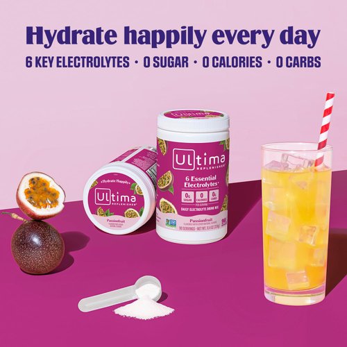 Ultima Replenisher Daily Electrolyte Drink Mix – Passionfruit, 90 Servings – Hydration Powder with 6 Key Electrolytes & Trace Minerals – Keto Friendly, Non- GMO & Sugar-Free Electrolyte Powder