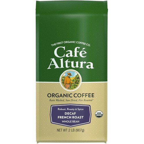 Cafe Altura Whole Bean Organic Coffee, French Roast Decaf, 2 Pound