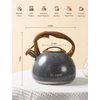 Tea Kettle, 2.7 Quart BELANKO Teapot for Stovetops Wood Pattern Handle with Loud Whistle Food Grade Stainless Steel Tea Pot Water Kettle - Gray