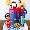 JeVenis Luxury Robot Cake Topper Robot Party Decorations Science Cake Topper For Birthday Party Robot Party Supplies Favors
