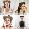 Atoden Bear Ears Spa Headband Wristband Set Cute Animal Skincare Headband Funny Makeup Headband for Washing Face Fluffy Elastic Face Wash Hair Band for Women Girls Trendy Stuff (Brown)