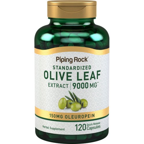 Piping Rock Olive Leaf Extract 120 Capsules | 9000mg | 150mg Oleuropein | Standardized Herbal Supplement | Non-GMO, Gluten Free